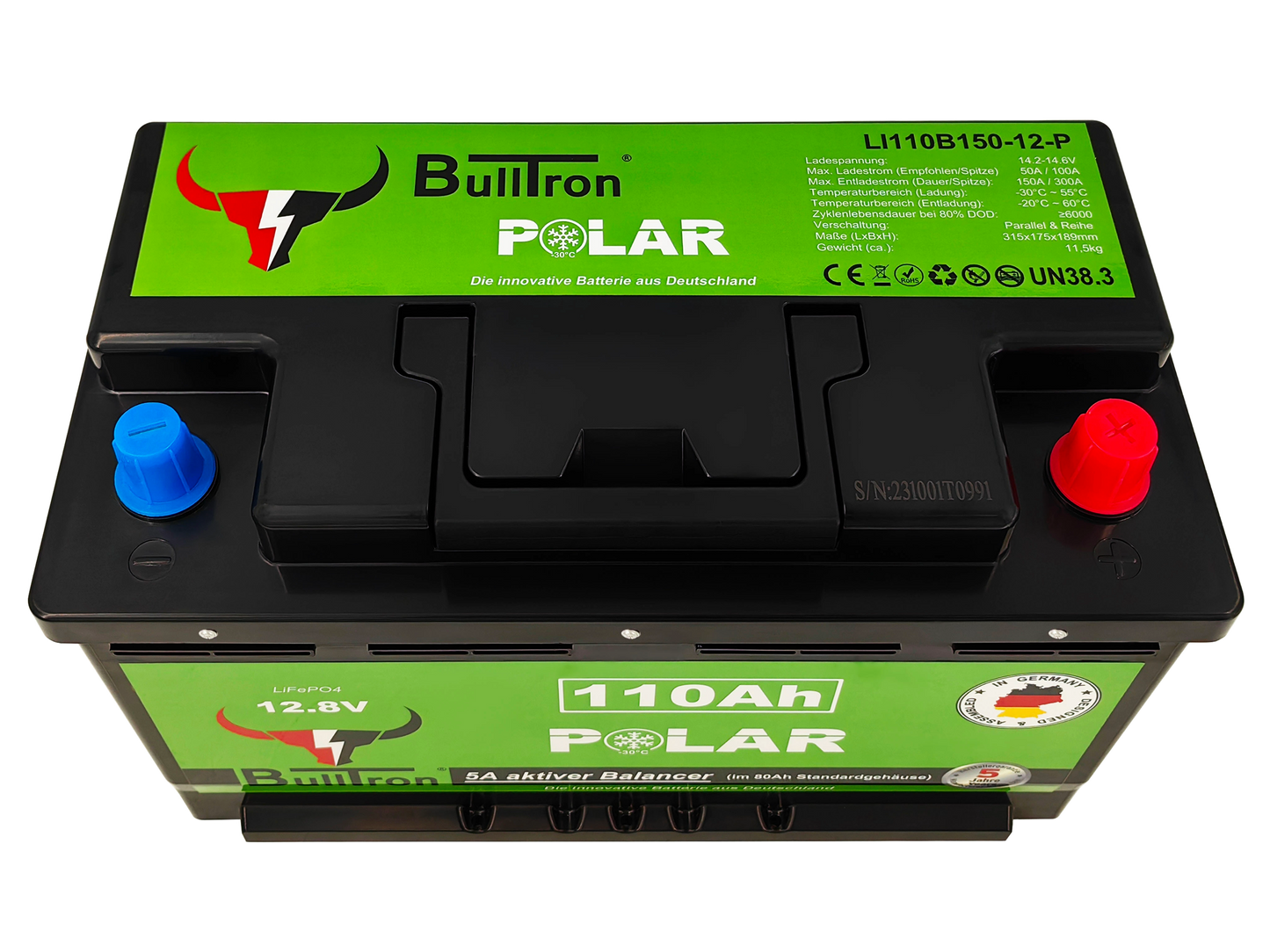 Bulltron 110Ah Polar inkl. Smart BMS mit 150A Dauerstrom, Bluetooth App und Heizung
