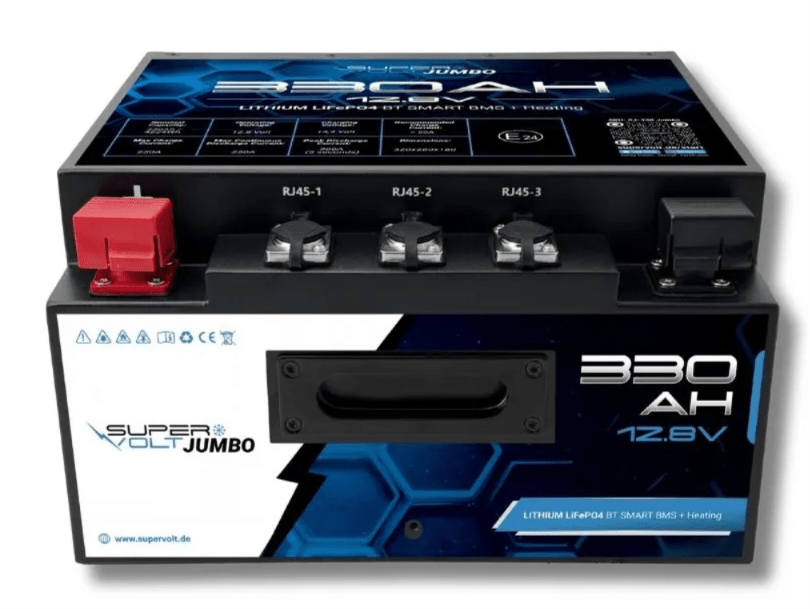 Supervolt JUMBO 330Ah LiFePO4 Untersitzbatterie 12,8V mit Heizung & Bluetooth - Batterie | fullSol