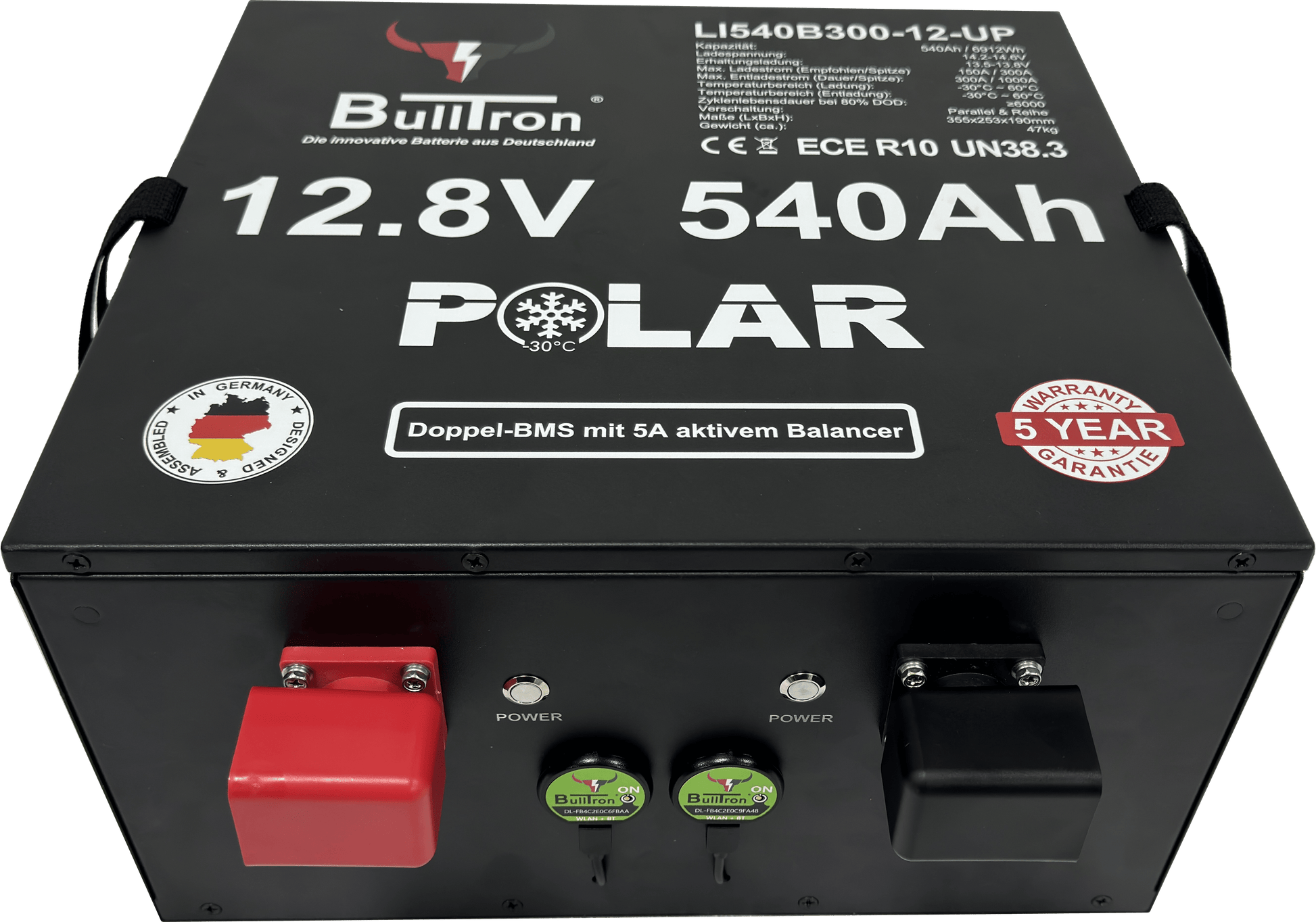 540Ah Polar LiFePO4 12.8V Akku mit Heizung, Smart Doppel - BMS und Bluetooth App - Batterie | fullSol