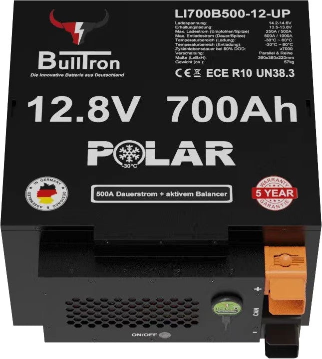 Bulltron 700Ah Polar 12,8V LiFePO4 Untersitzbatterie – Wohnmobil Lithiumakku - LiFePO4