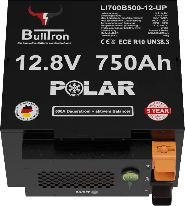 Bulltron 750Ah Polar 12,8V LiFePO4 Untersitzbatterie – Wohnmobil Lithiumakku - LiFePO4 - FullSol