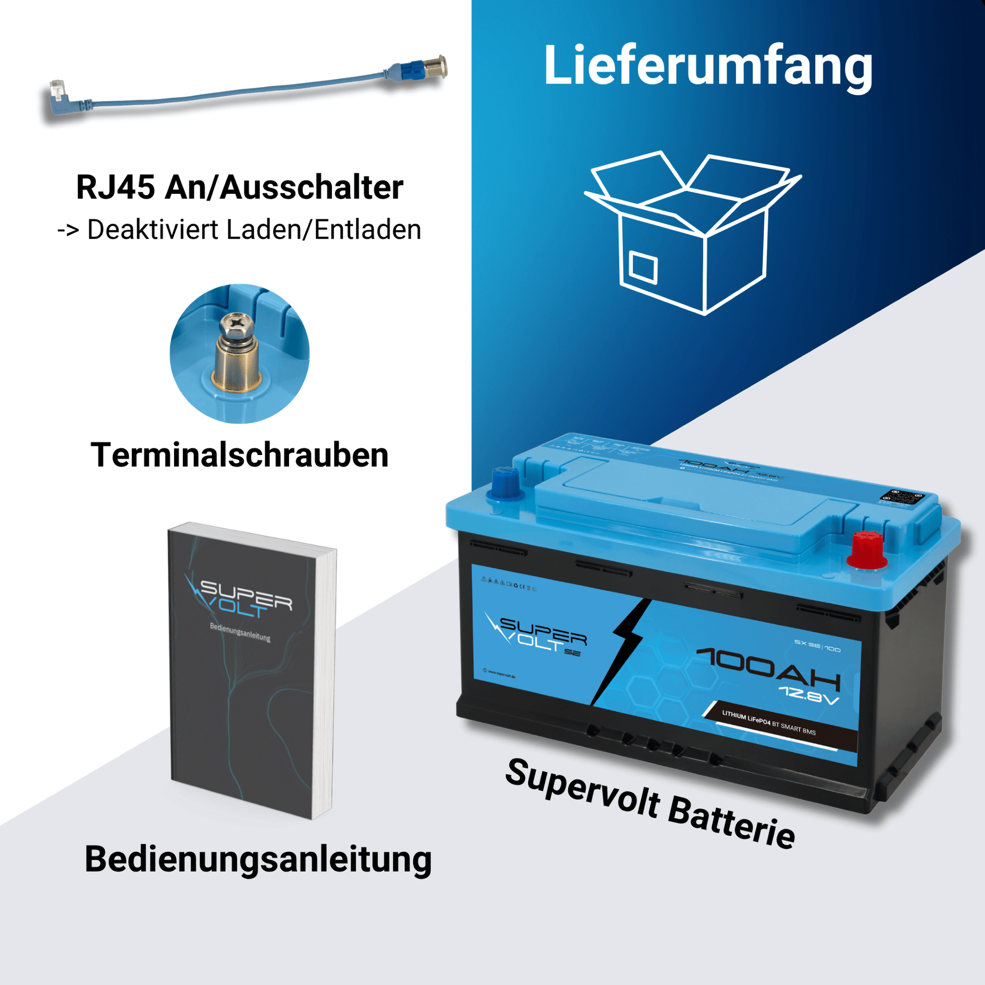 Supervolt SE 100Ah LiFePO4 Lithium Batterie 12V - | fullSol